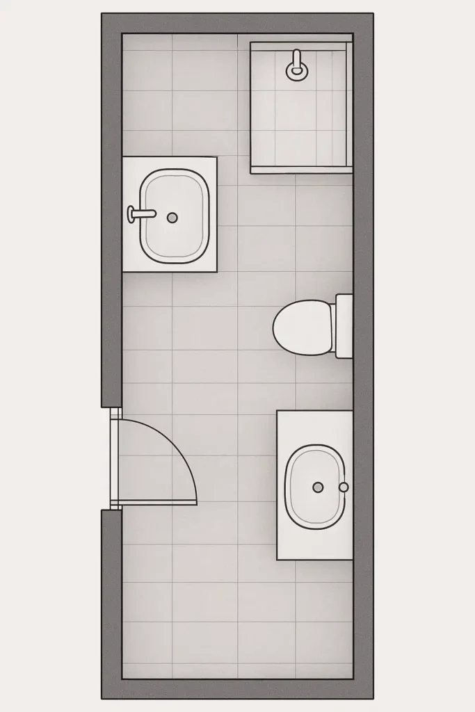 Bagno stretto e lungo planimetria